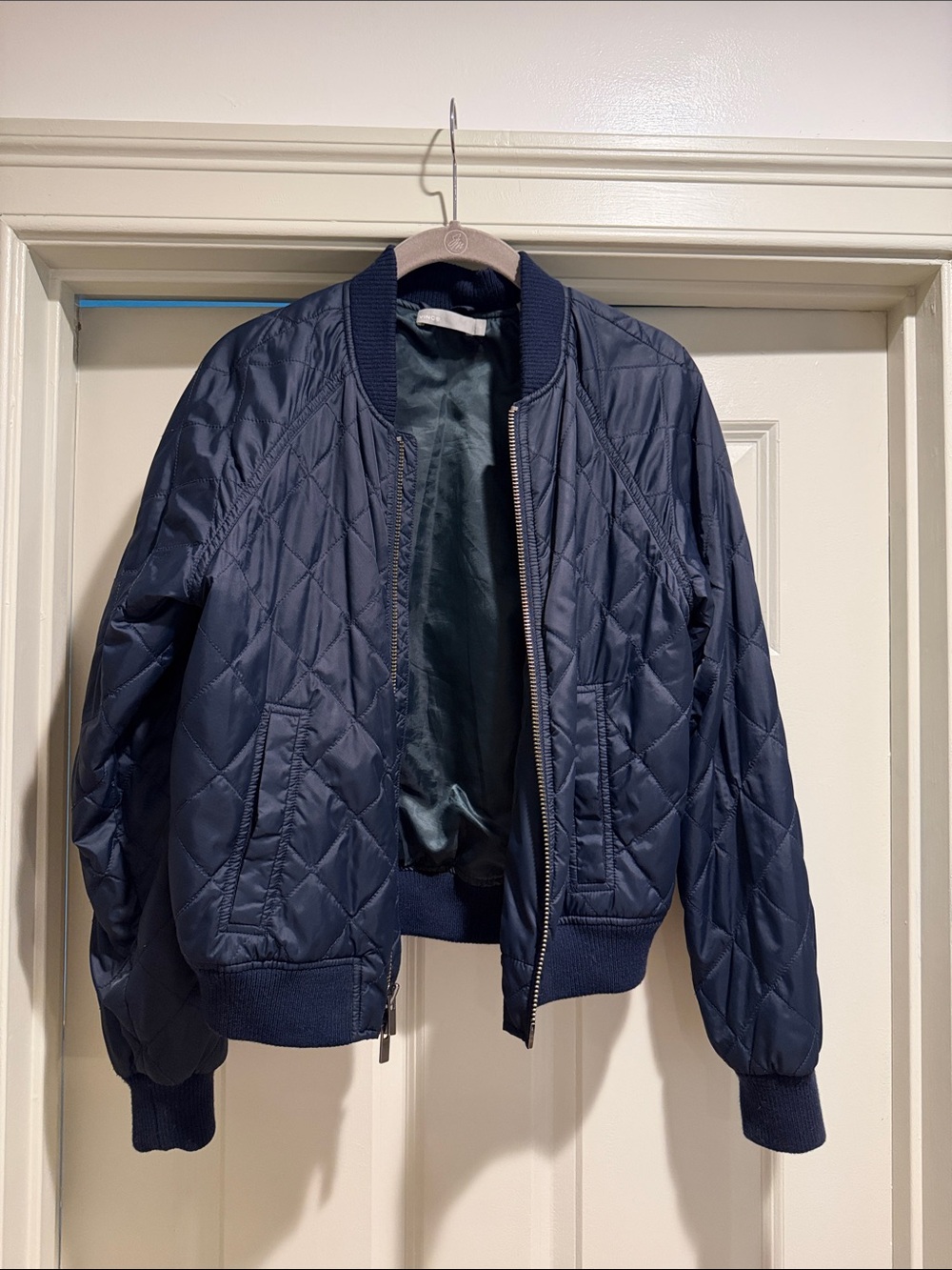 Vince Navy Quilted Bomber Jacket